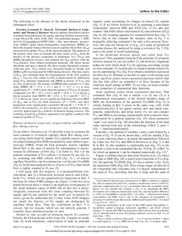 (PDF) oxygen uptake dynamics Model of oxygen transport and metabolism ...