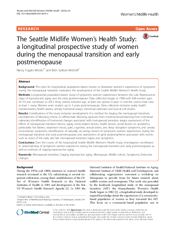 (PDF) The Seattle Midlife Women’s Health Study: a longitudinal ...