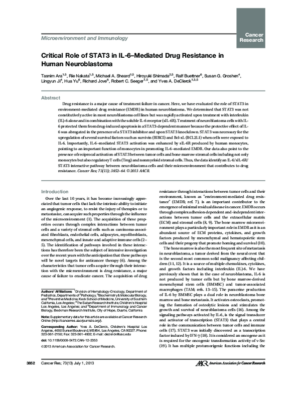 (PDF) Critical Role of STAT3 in IL-6-Mediated Drug Resistance in Human ...