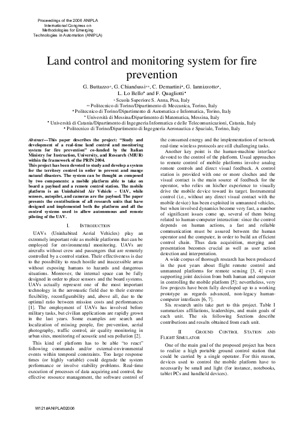 (PDF) Land control and monitoring system for fire prevention