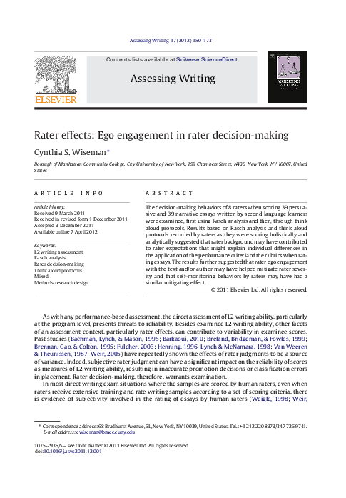 (PDF) Rater effects: Ego engagement in rater decision-making