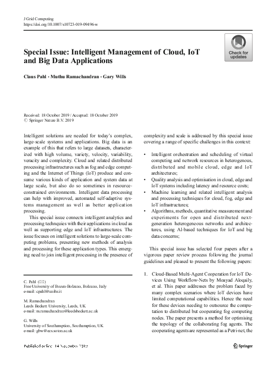 (PDF) Special Issue: Intelligent Management of Cloud, IoT and Big Data ...
