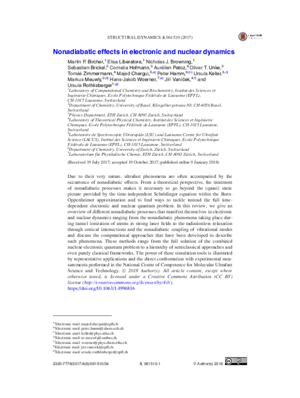 (PDF) Nonadiabatic effects in electronic and nuclear dynamics