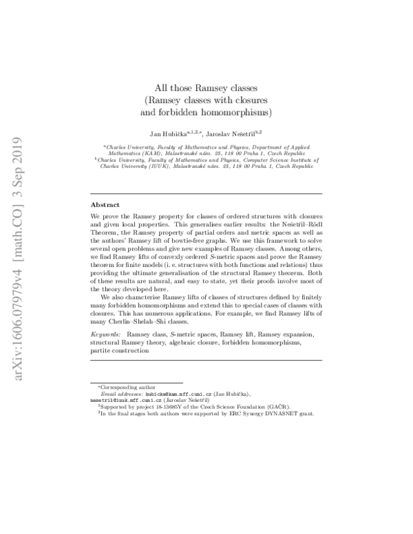 (PDF) All those Ramsey classes (Ramsey classes with closures and ...