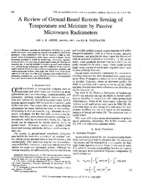 (PDF) A Review of Ground-Based Remote Sensing of Temperature and ...