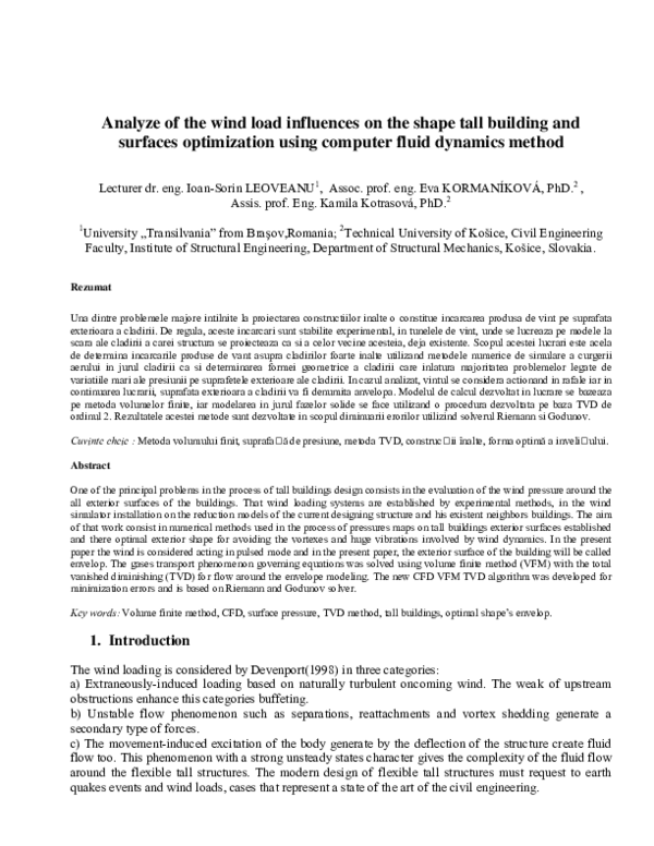 (PDF) Analyze of the wind load influences on the shape tall building ...