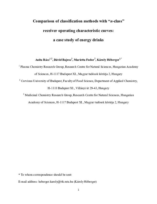 (PDF) Comparison of classification methods with “n-class” receiver ...