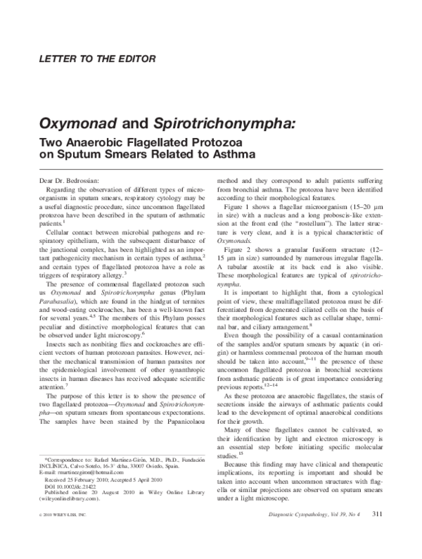 (PDF) Oxymonad and Spirotrichonympha: Two anaerobic flagellated ...