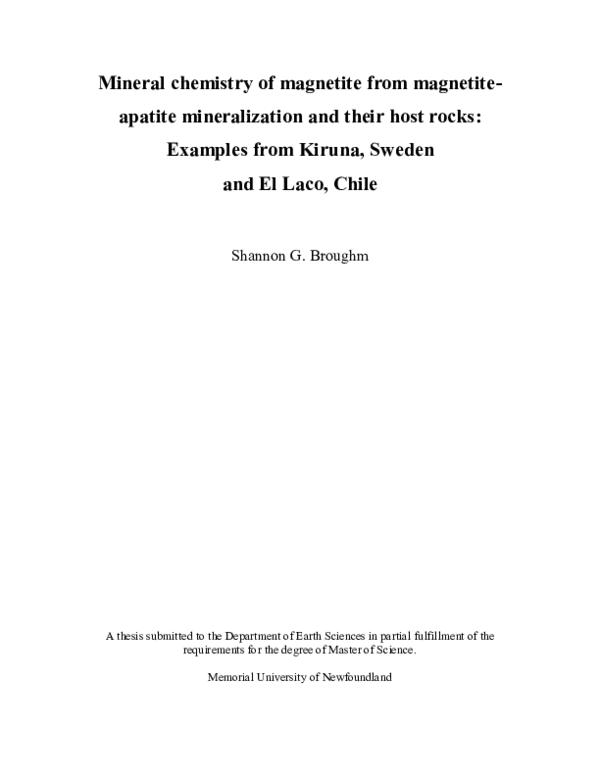 (PDF) Mineral chemistry of magnetite from magnetite-apatite ...