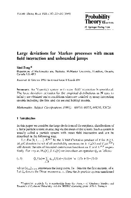 (PDF) Large deviations for Markov processes with mean field interaction ...