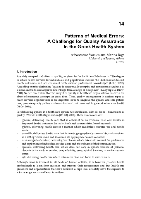 (PDF) Patterns of Medical Errors: A Challenge for Quality Assurance in ...