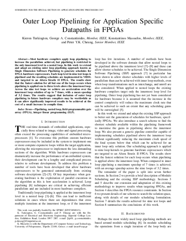 (PDF) Outer Loop Pipelining for Application Specific Datapaths in FPGAs