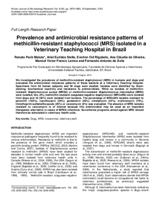 (PDF) Prevalence and antimicrobial resistance patterns of Salmonella ...