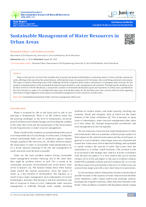 (PDF) Sustainable Management of Water Resources in Urban Areas