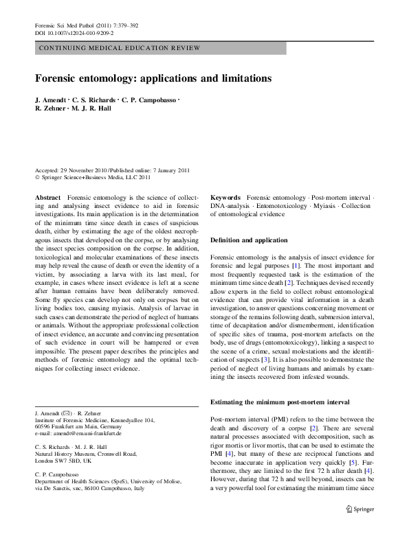 Forensic entomology worksheets picture