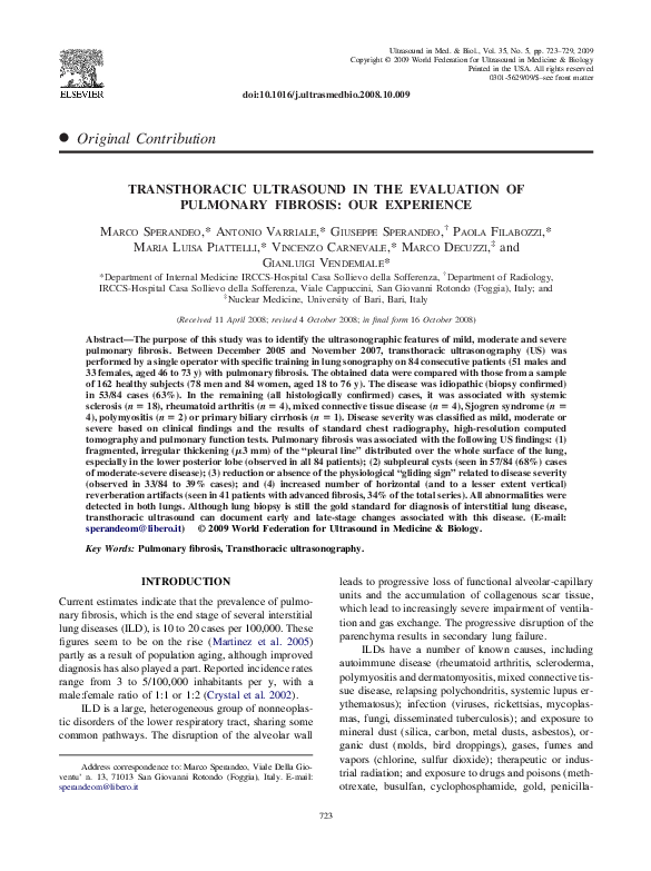 (PDF) Transthoracic Ultrasound in the Evaluation of Pulmonary Fibrosis ...