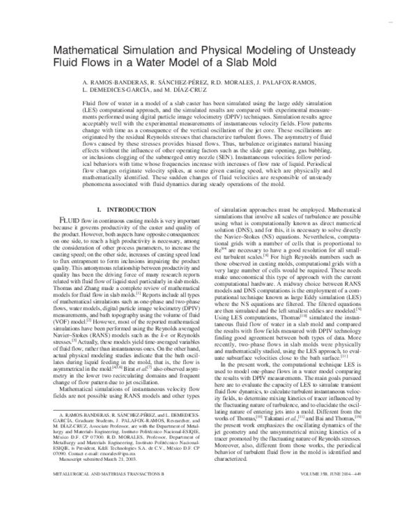 (PDF) Mathematical simulation and physical modeling of unsteady fluid ...