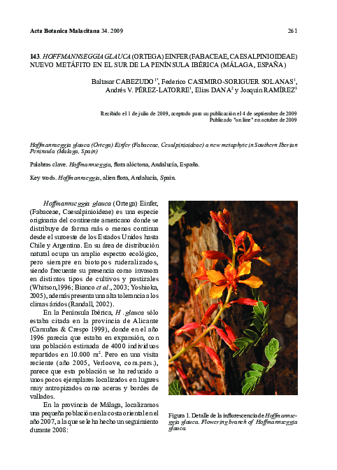 (PDF) Hoffmannseggia glauca (Ortega) Einfer (Fabaceae, Caesalpinioideae ...