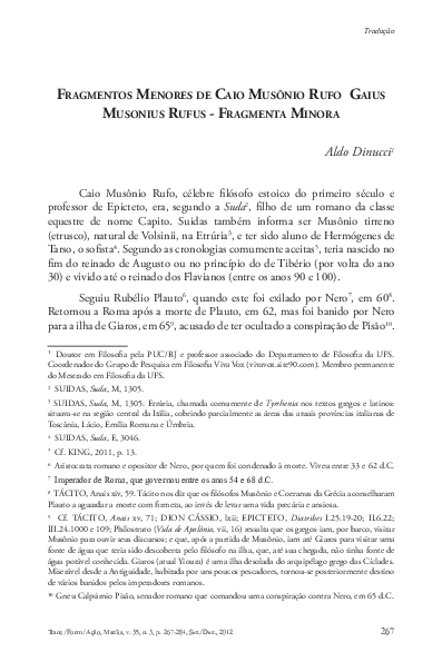 (PDF) Fragmentos menores de Caio Musônio Rufo Gaius Musonius Rufus ...