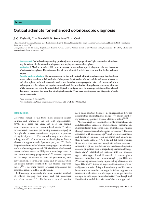 (PDF) Optical adjuncts for enhanced colonoscopic diagnosis