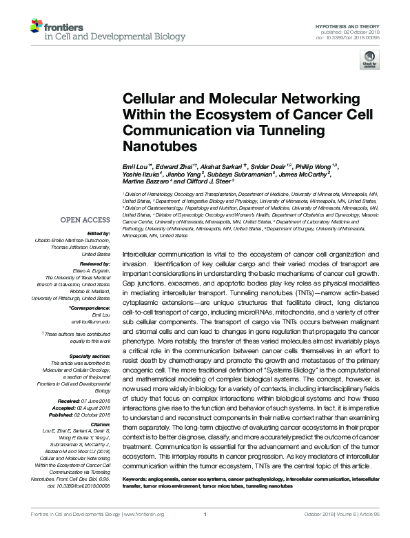(PDF) Cellular and Molecular Networking Within the Ecosystem of Cancer ...