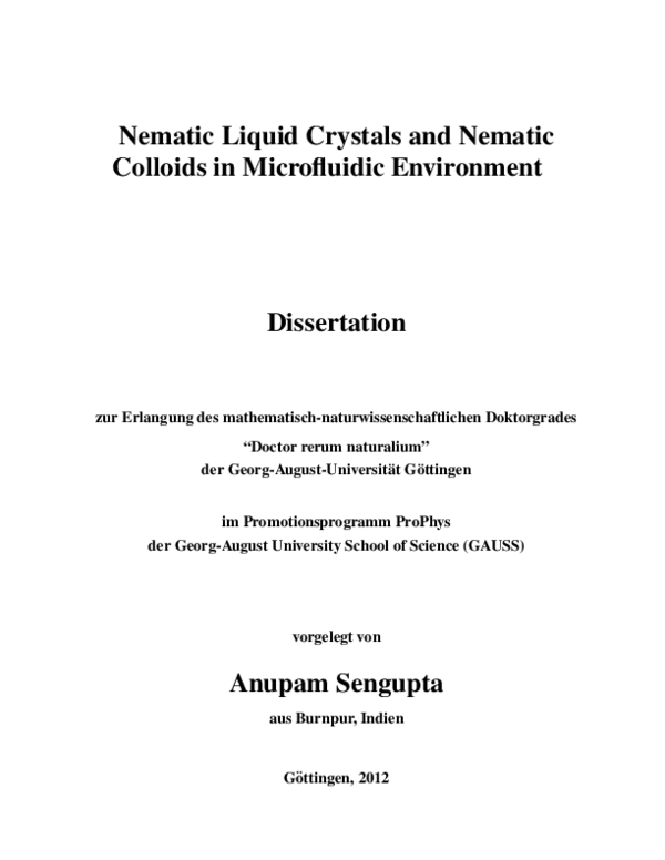 (PDF) Nematic Liquid Crystals and Nematic Colloids in Microfluidic ...