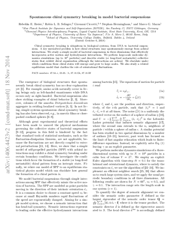 (PDF) Spontaneous chiral symmetry breaking in collective active motion