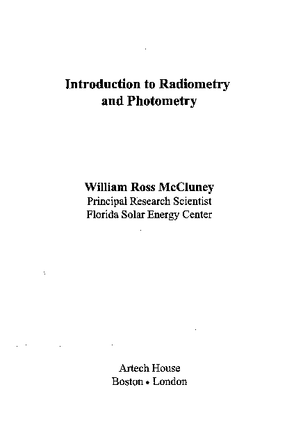 (PDF) Introduction to radiometry and photometry
