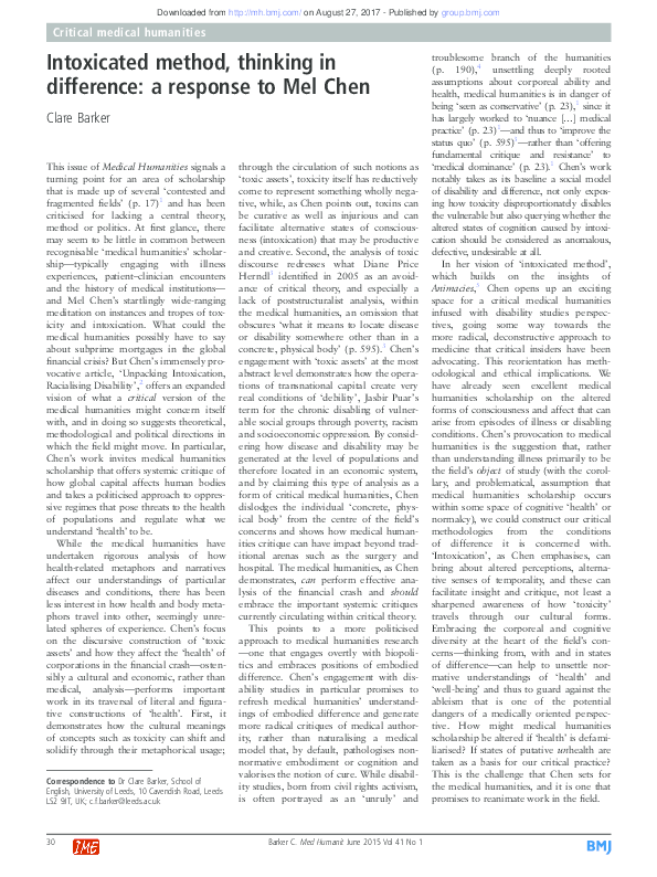 (PDF) Intoxicated method, thinking in difference: a response to Mel Chen