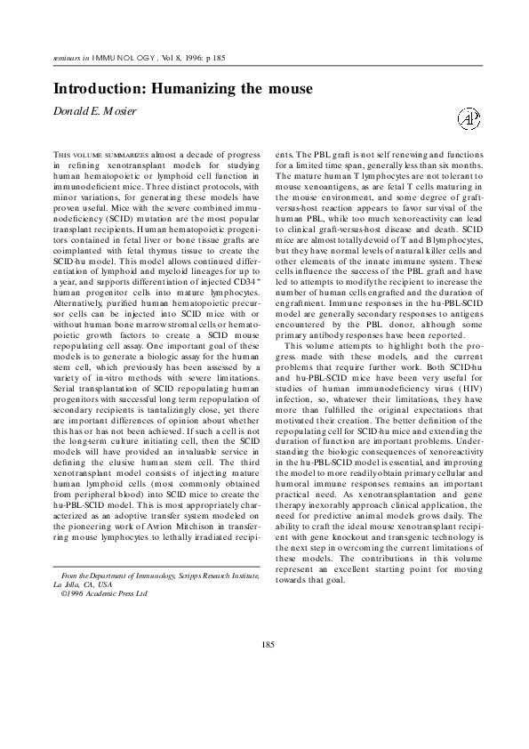 (PDF) Introduction: Humanizing the mouse