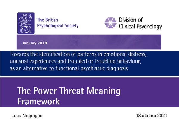 (PDF) Presentazione Power Threat Meaning Framework