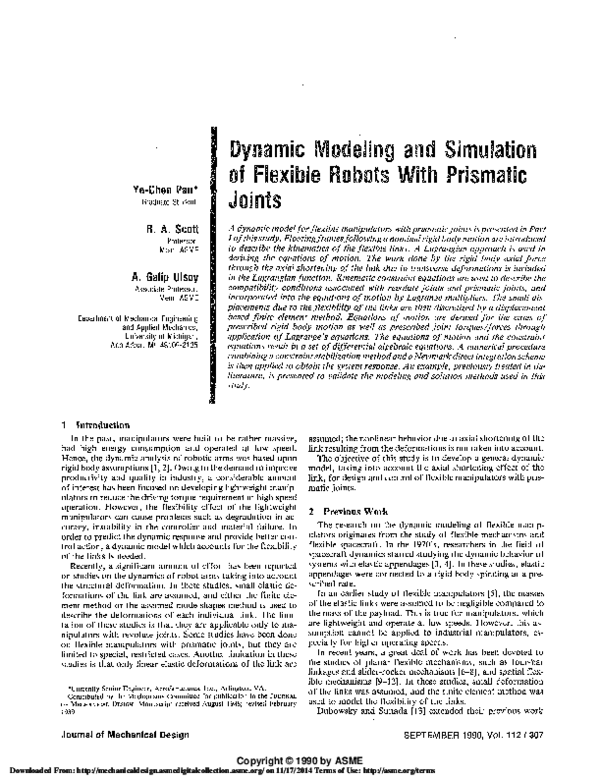 (PDF) Dynamic Modeling and Simulation of Flexible Robots With Prismatic ...