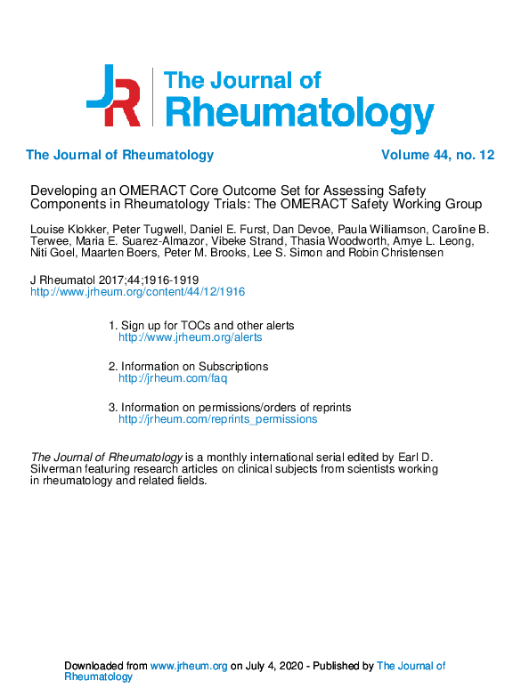 (PDF) Developing an OMERACT Core Outcome Set for Assessing Safety ...