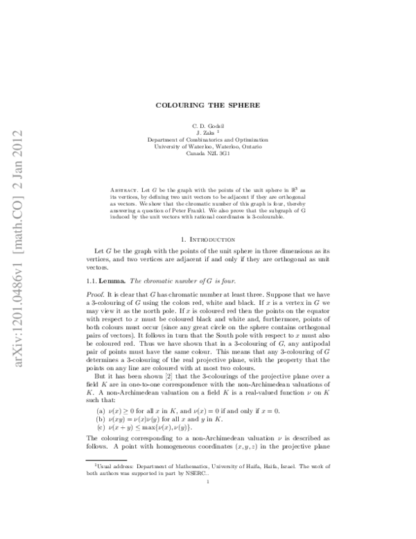 (PDF) Colouring the sphere