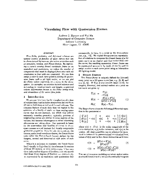 (PDF) Visualizing flow with quaternion frames Andrew J Hanson