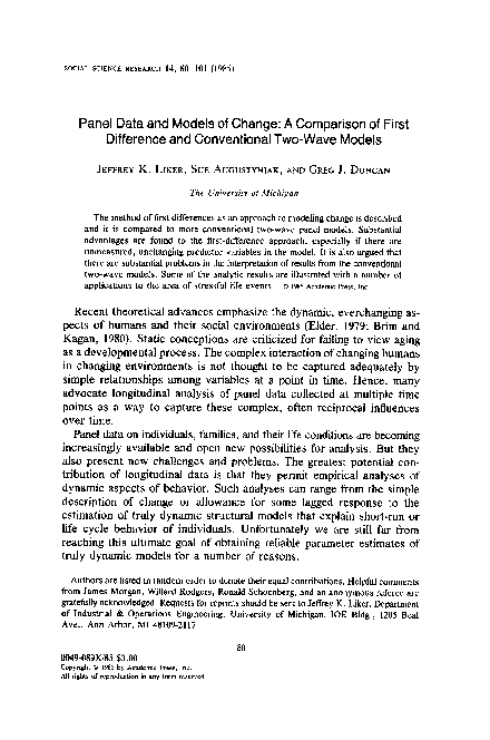 (PDF) Panel data and models of change: A comparison of first difference ...