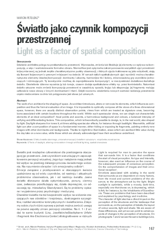 (PDF) Światło Jako Czynnik Kompozycji Przestrzennej