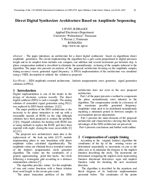 (PDF) Direct Digital Synthesizer Architecture Based on Amplitude
