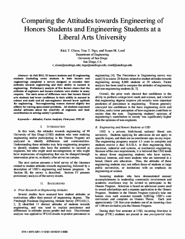 (PDF) Comparing the attitudes towards engineering of honors students ...