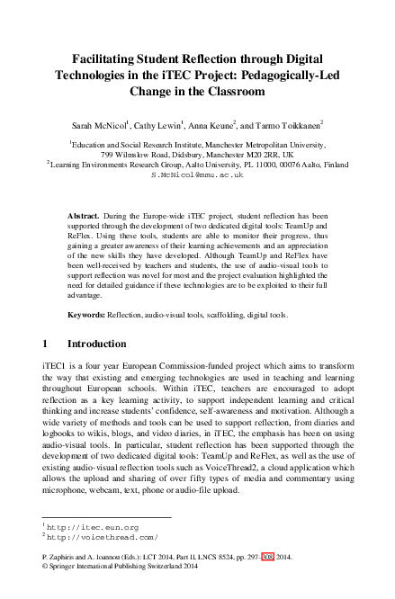 (PDF) Facilitating Student Reflection through Digital Technologies in ...