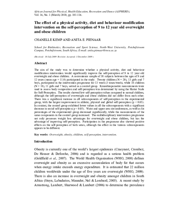 (PDF) The effect of a physical activity, diet and behaviour ...