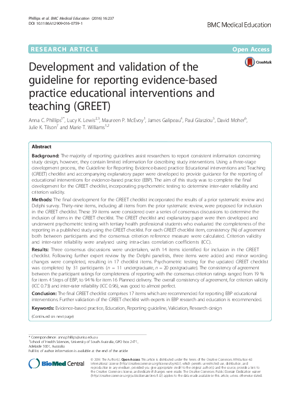 (PDF) Development and validation of the guideline for reporting ...