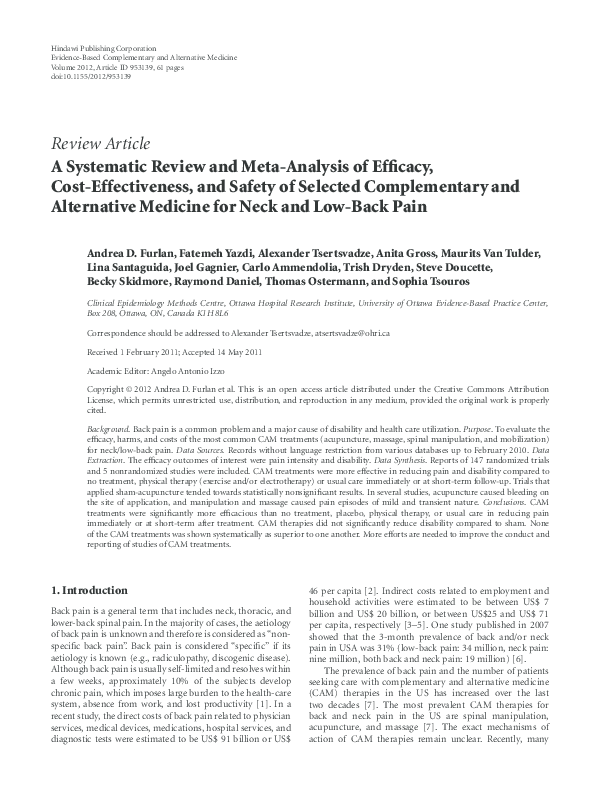 (PDF) Complementary and alternative therapies for back pain II