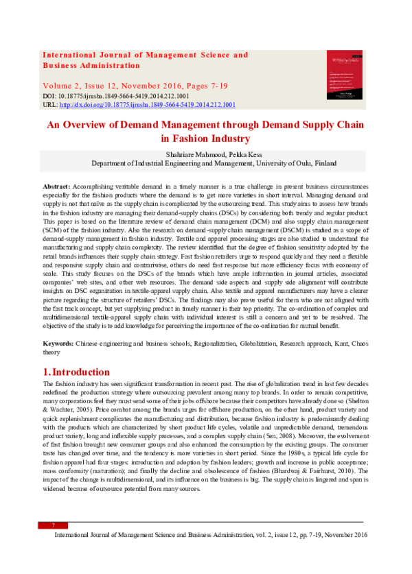 (PDF) An Overview of Demand Management through Demand Supply Chain in ...