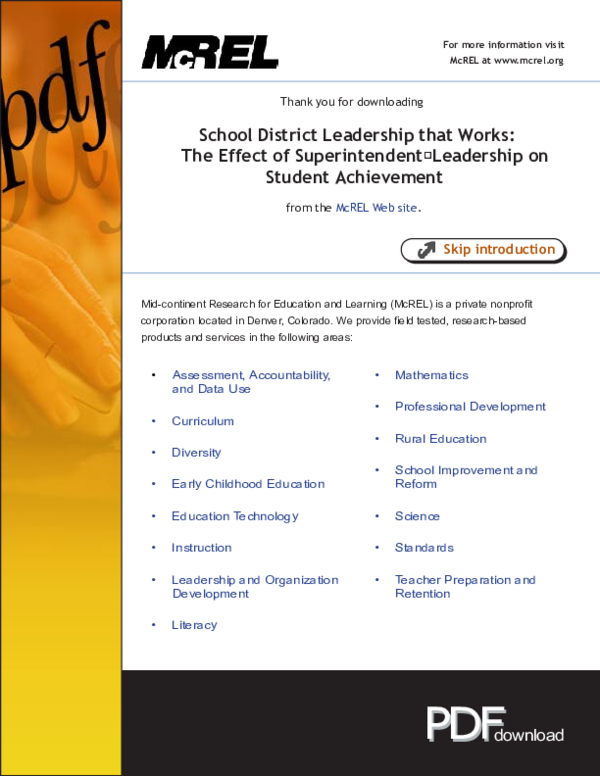 (PDF) School District Leadership That Works: The Effect of ...