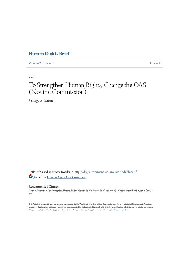 (PDF) Human Rights Brief To Strengthen Human Rights, Change the OAS ...