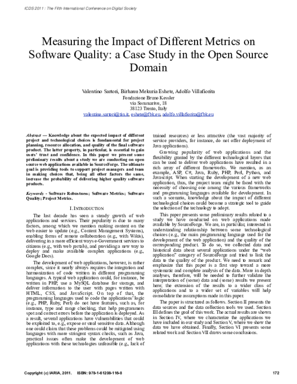 (PDF) Measuring the Impact of Different Metrics on Software Quality: a ...