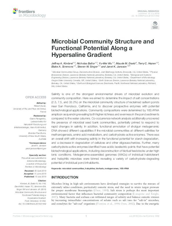 (PDF) Microbial Community Structure and Functional Potential Along a ...