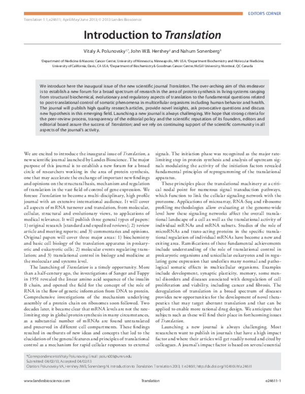 (PDF) Introduction to Translation