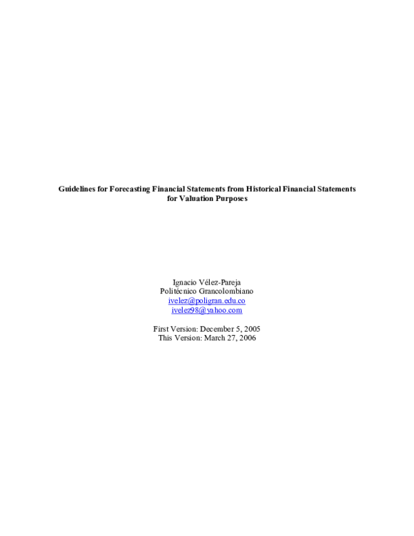 (PDF) Guidelines for Forecasting Financial Statements from Historical ...